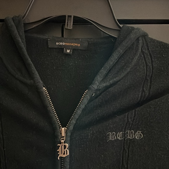BCBGMaxAzria Zip Up Black Cardigan Size Medium - Picture 2 of 4